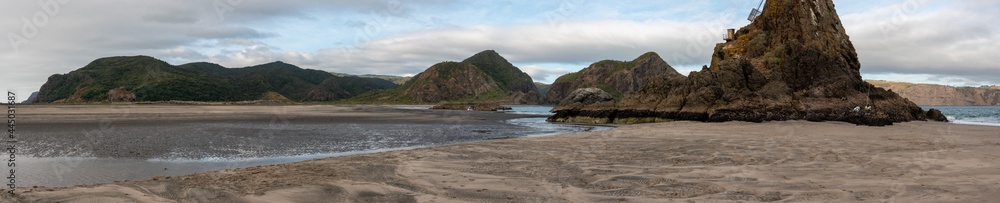 Tranquil bay of Whatipu beach near Auckland