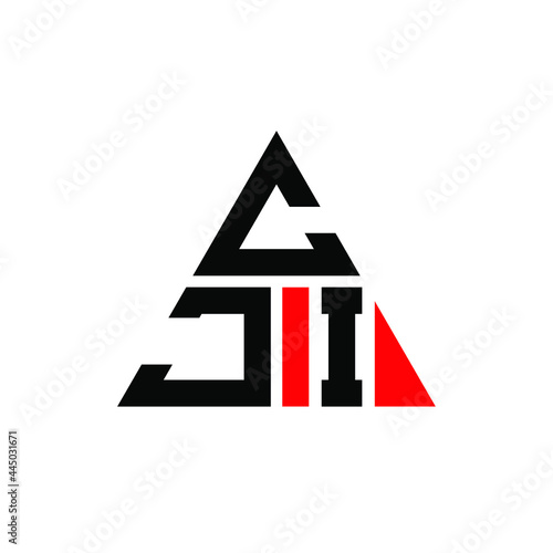 CJI triangle letter logo design with triangle shape. CJI triangle logo design monogram. CJI triangle vector logo template with red color. CJI triangular logo Simple, Elegant, and Luxurious Logo. CJI 