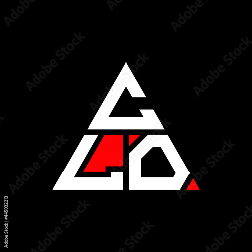 CLO triangle letter logo design with triangle shape. CLO triangle logo design monogram. CLO triangle vector logo template with red color. CLO triangular logo Simple, Elegant, and Luxurious Logo. CLO 