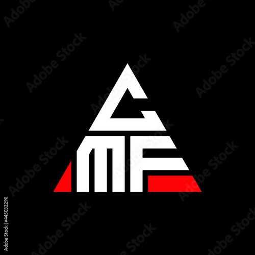 CMF triangle letter logo design with triangle shape. CMF triangle logo design monogram. CMF triangle vector logo template with red color. CMF triangular logo Simple, Elegant, and Luxurious Logo. CMF  photo
