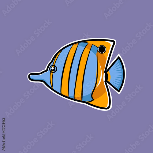 tropical fish on a purple background.vector illustration