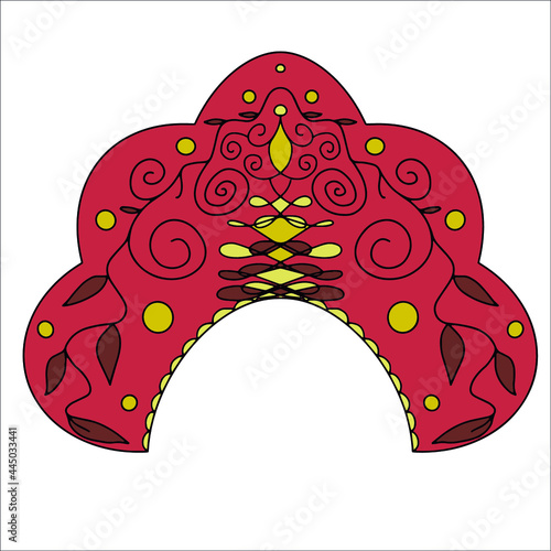 kokoshnik. National clothes. Russian hat.  pattern. circuit. hand draw. vector eps 10