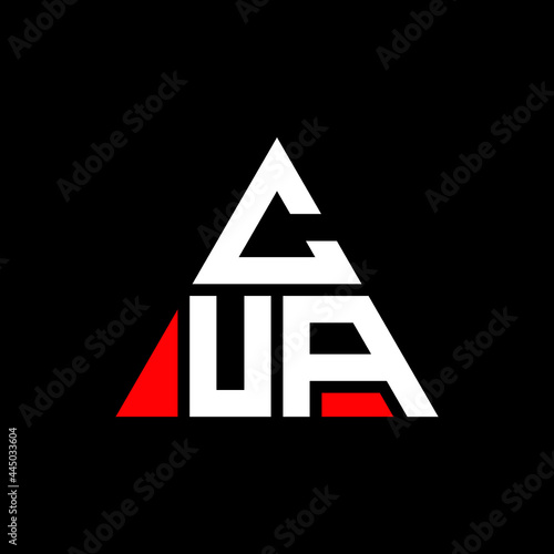 CUA triangle letter logo design with triangle shape. CUA triangle logo design monogram. CUA triangle vector logo template with red color. CUA triangular logo Simple, Elegant, and Luxurious Logo. CUA 