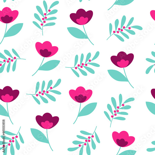 Wallpaper Mural Seamless floral pattern in flat design. Torontodigital.ca