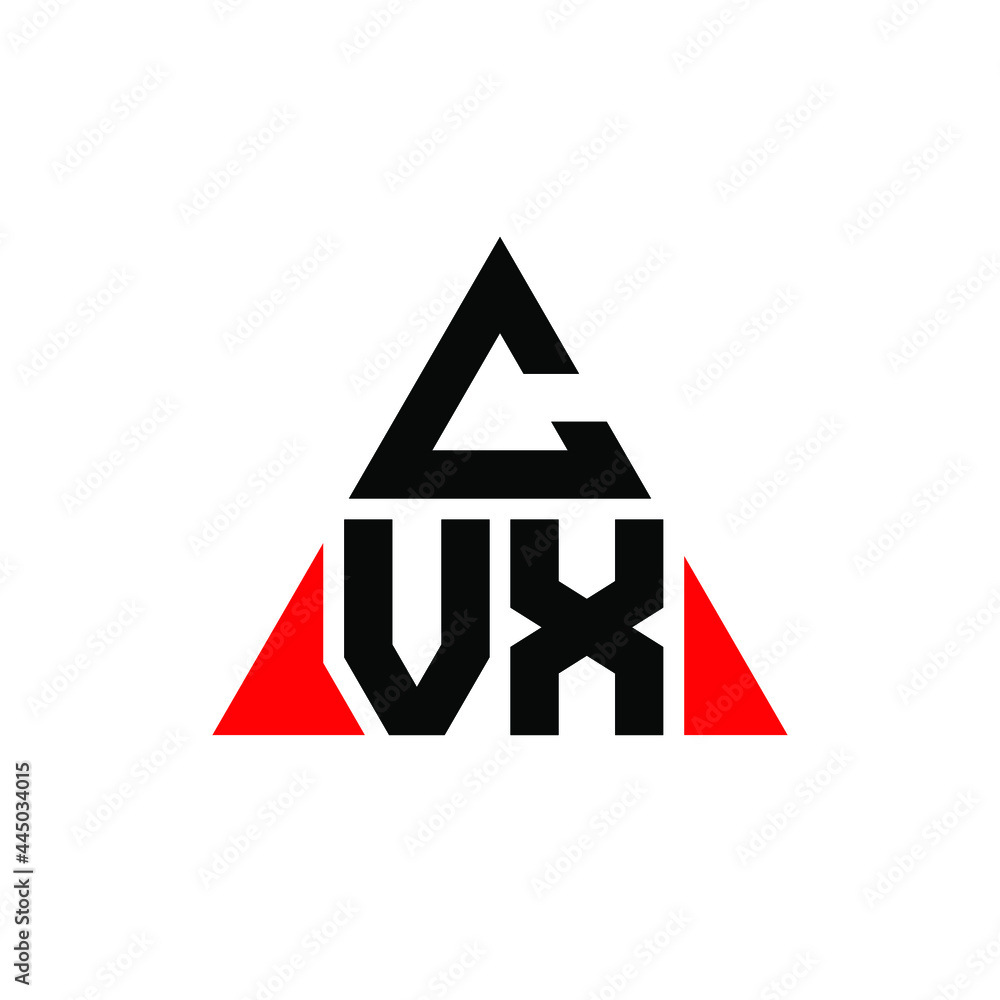 Vetor de CVX triangle letter logo design with triangle shape. CVX triangle logo design monogram
