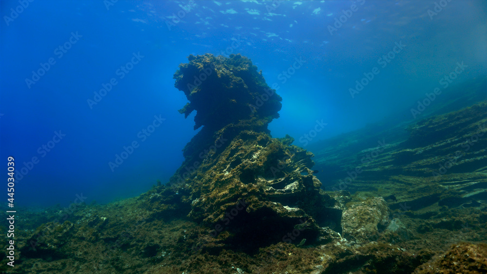 Underwater rock.