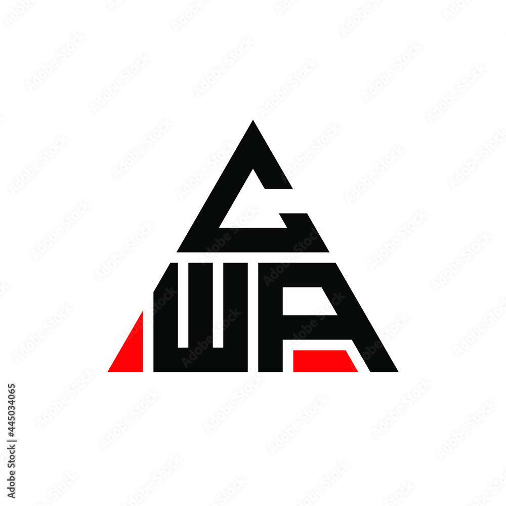 CWA triangle letter logo design with triangle shape. CWA triangle logo design monogram. CWA triangle vector logo template with red color. CWA triangular logo Simple, Elegant, and Luxurious Logo. CWA 