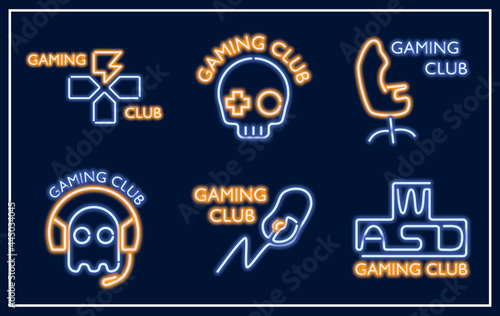 Neon vector logo of the gaming club