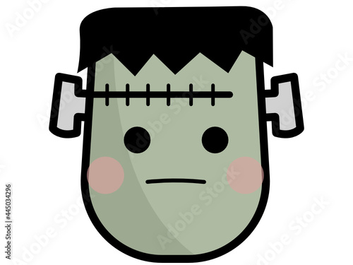Halloween frankenstein face on a white background