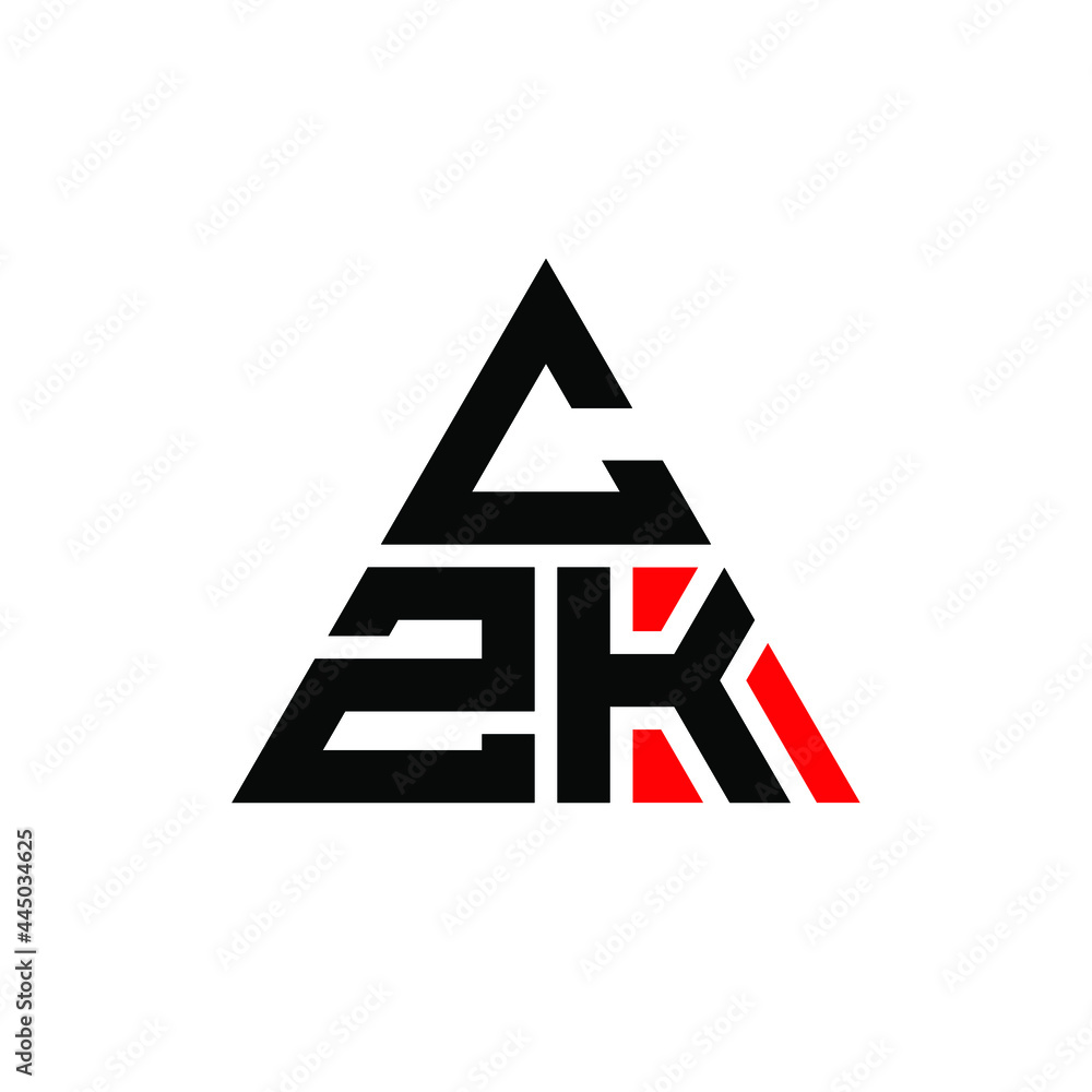 CZK triangle letter logo design with triangle shape. CZK triangle logo design monogram. CZK triangle vector logo template with red color. CZK triangular logo Simple, Elegant, and Luxurious Logo. CZK 
