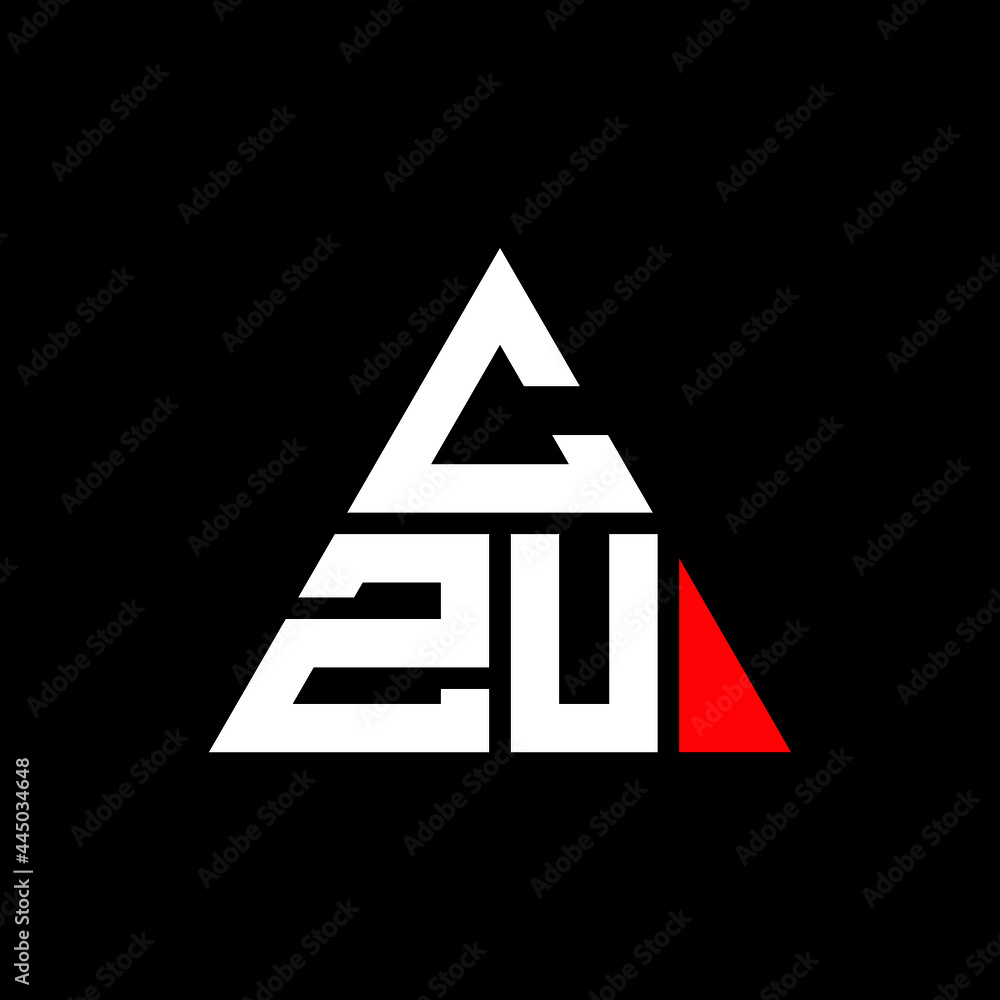 CZU triangle letter logo design with triangle shape. CZU triangle logo design monogram. CZU triangle vector logo template with red color. CZU triangular logo Simple, Elegant, and Luxurious Logo. CZU  - obrazy, fototapety, plakaty 