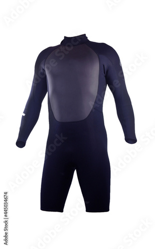 rubber wetsuit on ghost model over white background