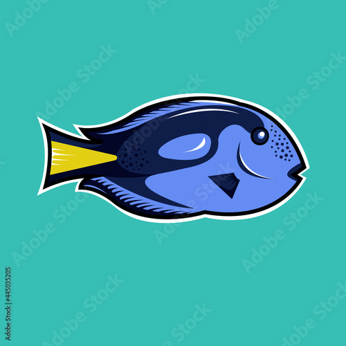 surgeon fish on a blue background. vector illustration