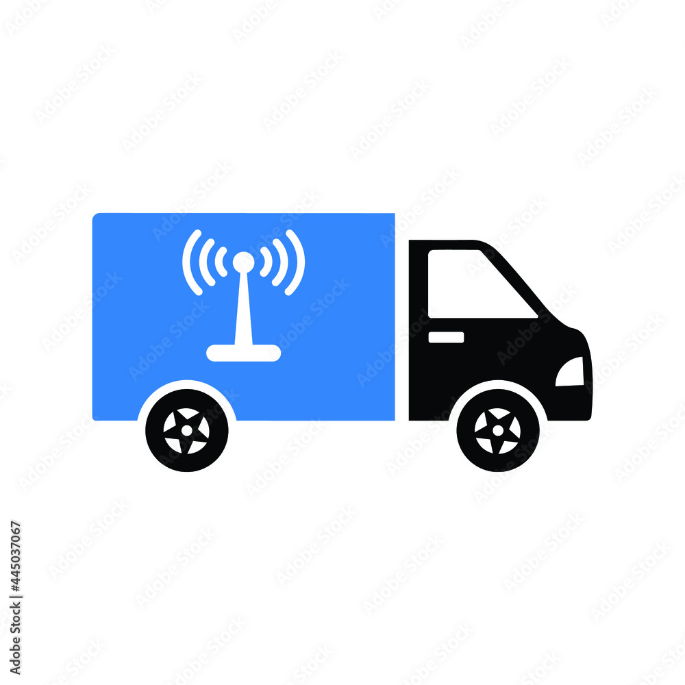 Technology wireless radio van icon (Black and blue Vector illustration) Technology wireless radio van icon (Black and blue Vector illustration)