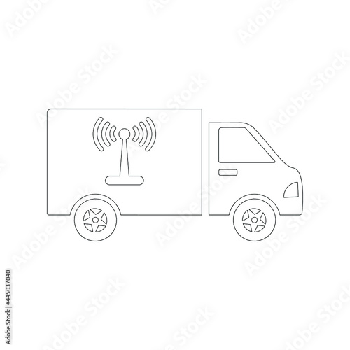 Technology wireless radio van icon (Outline Vector illustration)