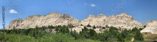 A View of the Landscape and Rock Formations in the Badland National Park in South Dakota
