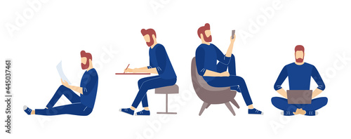 relaxed work read write watch and type