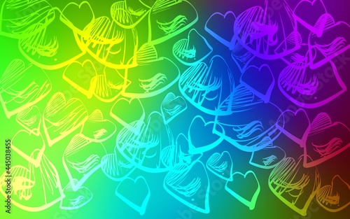 Dark Multicolor vector texture with lovely hearts.