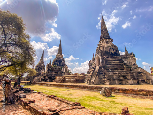 Wat Phra Si Sanphet in Phra Nakhon Si Ayutthaya  Historic City of Ayutthaya  empty during covid  Thailand