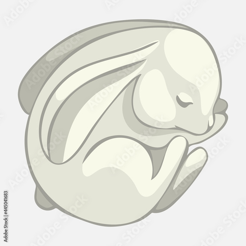 cute sleeping bunny, rabbit, little fluffy, the animal lies and rests, cartoon, stylized vector graphics
