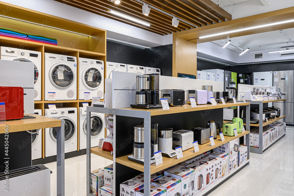 Interior of premium domestic appliance store Photos | Adobe Stock