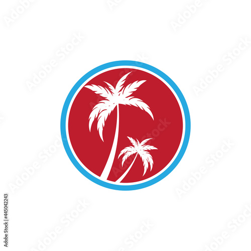 Palm Tree Beach Silhouette for Hotel Restaurant Vacation Holiday Travel logo design