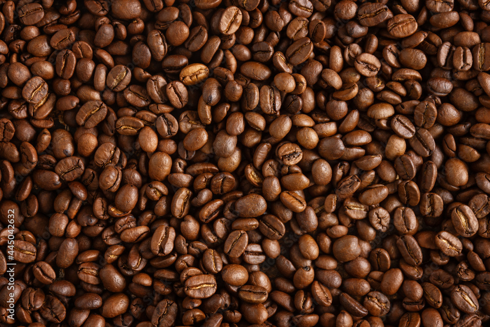 Coffee beans background closeup