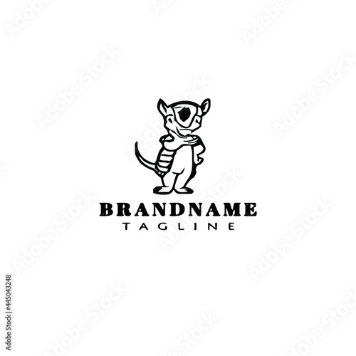 armadillo logo template icon cute vector illustration