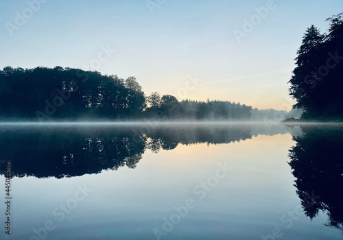Misty Countryside Lake