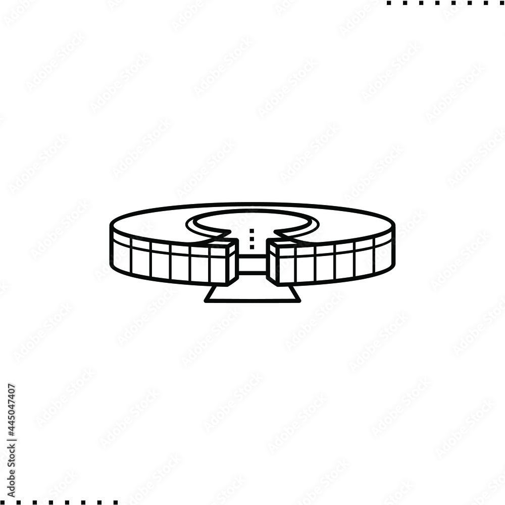 stadium, a sports arena with tiers of seats for spectators, vector small graphic in outline stadium, a sports arena with tiers of seats for spectators, vector small graphic in outline