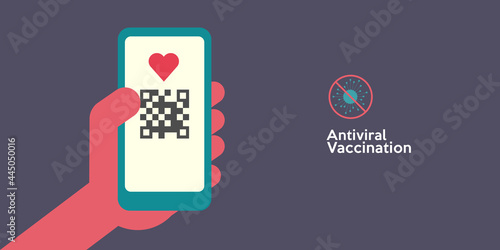 Vaccination. QR code. Vector illustration. Simple, fun, background pictures about vaccine action, immunity, health.