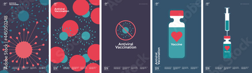 Vaccination. Set of vector illustrations. Simple, fun, background pictures about vaccine action, immunity, health. 