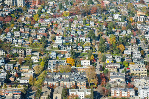 Aerial view of a residential area at Tacoma, Washington