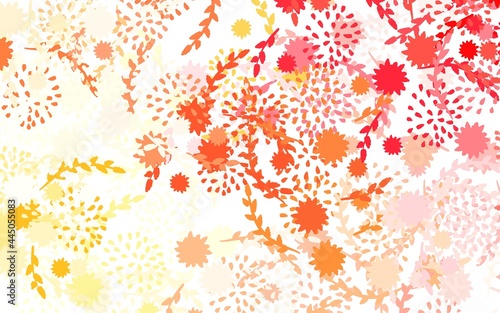 Light Red, Yellow vector abstract background with flowers