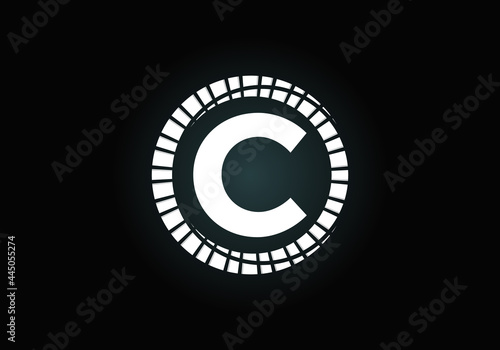 Fototapeta Naklejka Na Ścianę i Meble -  Initial C monogram letter alphabet in an abstract sunburst circle. Font emblem. Sunburst icon sign symbol. Modern vector logo design for business and company identity.