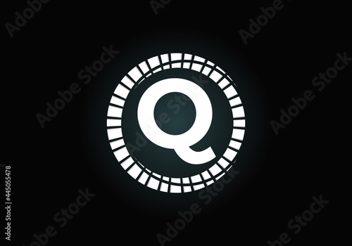 Fototapeta Naklejka Na Ścianę i Meble -  Initial Q monogram letter alphabet in an abstract sunburst circle. Font emblem. Sunburst icon sign symbol. Modern vector logo design for business and company identity.