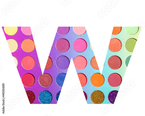 Alphabet letter w, with colorful circles background