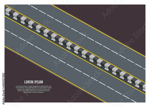 Asphalt road with concrete separator