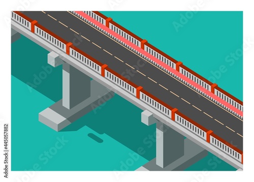 Road bridge in isometric view. Simple flat illustration