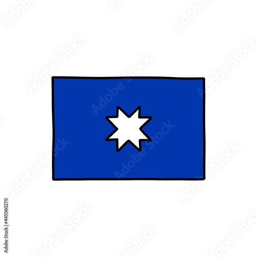 mapuche banner with star doodle icon, vector color line illustration photo