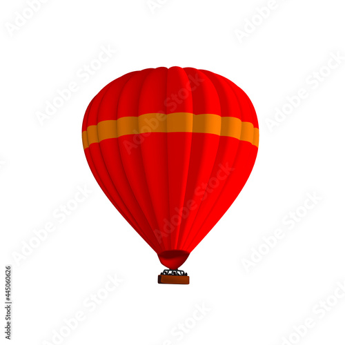 Hot air balloon vector illustration. Graphic isolated red yellow colorful aircraft. Balloon festival.