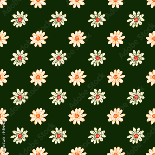 Botany seamless pattern with decorative daisy flowers ornament.