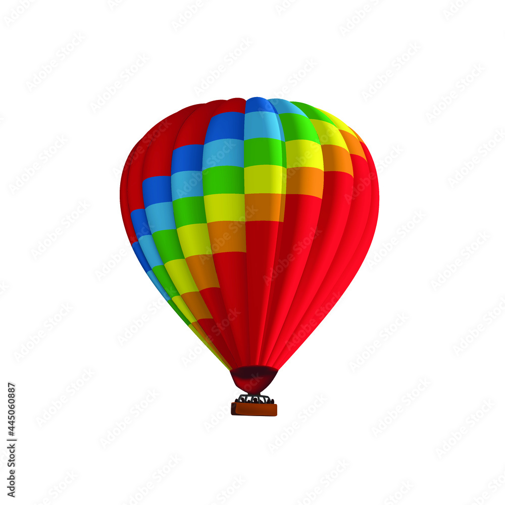Obraz premium Hot air balloon vector illustration. Graphic isolated rainbow red colorful aircraft. Balloon festival.