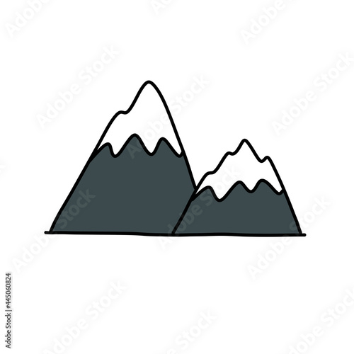 mountains doodle icon  vector color line illustration