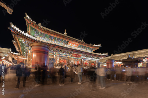 Night view of the Guanghua temple in Wutai Mountain at dusk  Shanxi Province  China