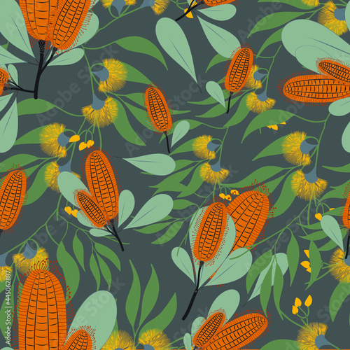 Australian Native Floral vector seamless repeat pattern