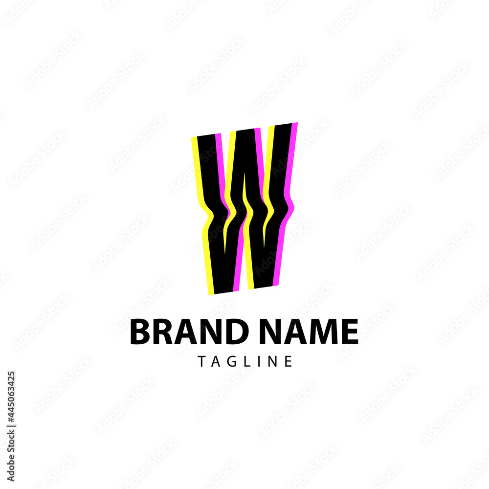 letter W bright glitch for creative brand, fun, playful and innovative vector logo design letter W bright glitch for creative brand, fun, playful and innovative vector logo design