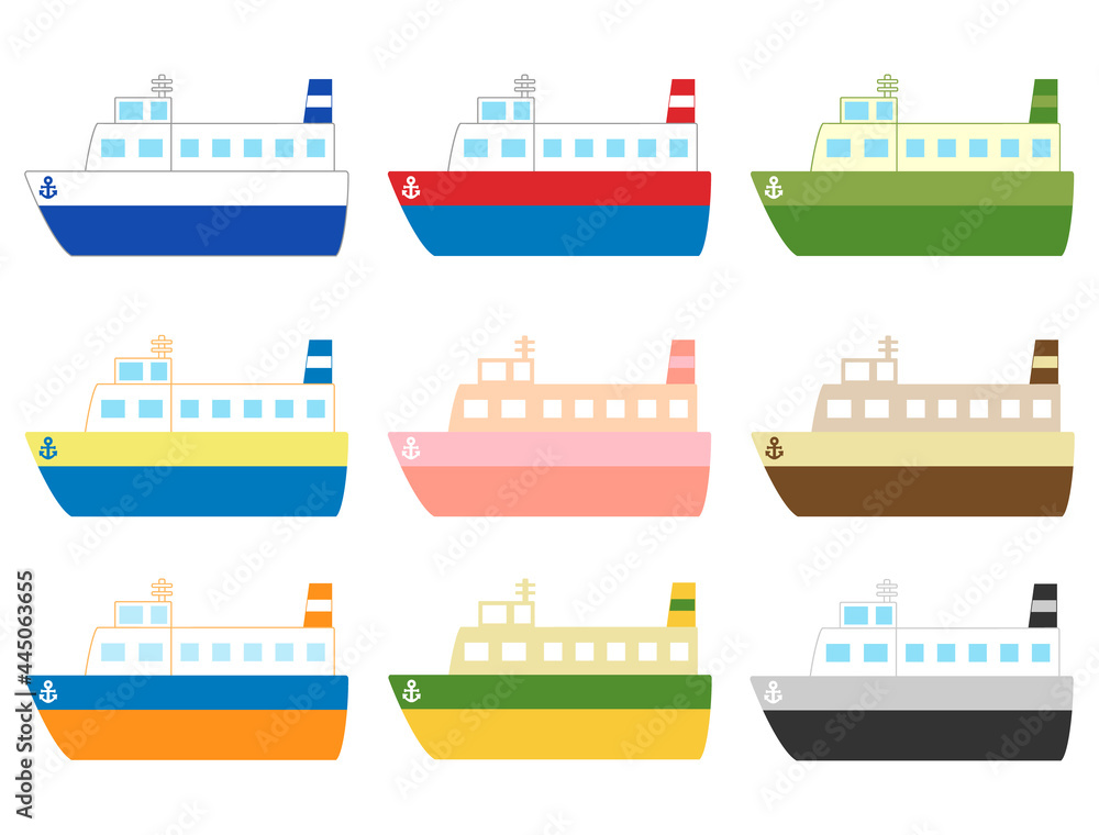 船や客船をイメージしたイラストのセット