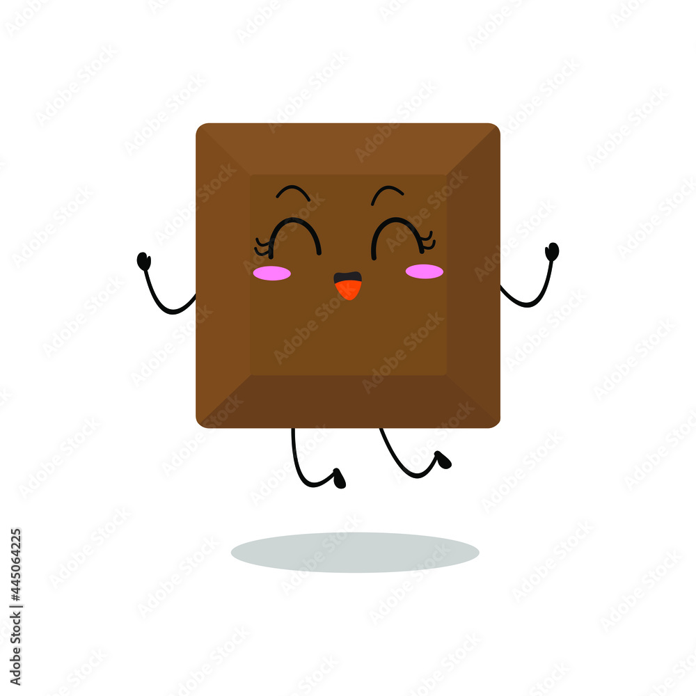 Vector illustration of chocolate character with various cute expression, happy jump, sweet choco isolated on white background, simple minimal style, adorable for mascot collection, valentine, dessert Vector illustration of chocolate character with various cute expression, happy jump, sweet choco isolated on white background, simple minimal style, adorable for mascot collection, valentine, dessert