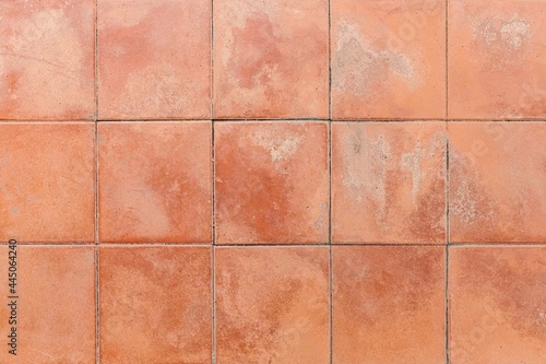 Brown terra cotta floor tiles outside the building pattern and background seamless photo